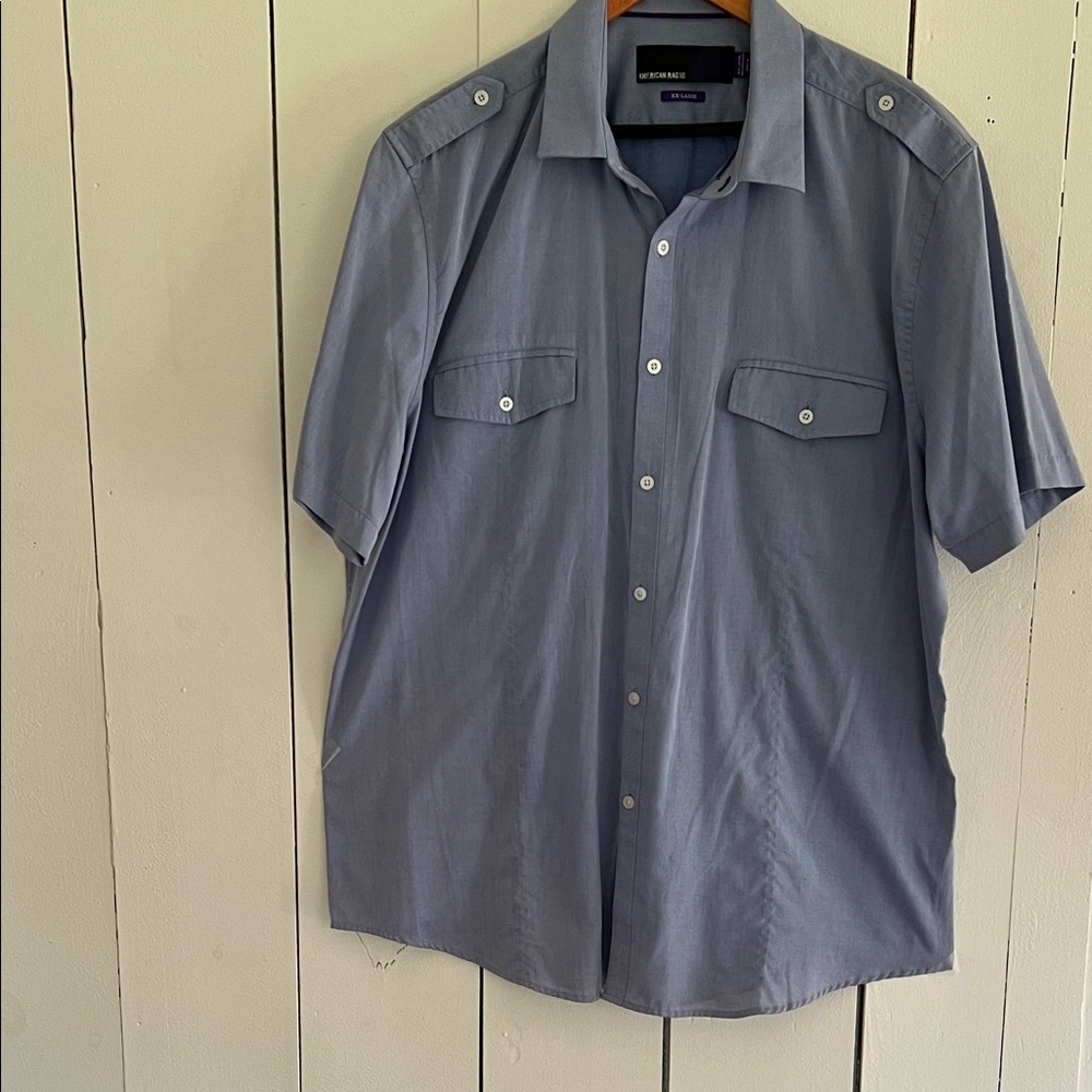 American Rag Men's Light BlueCasual Button Down Shirt Short Pockets